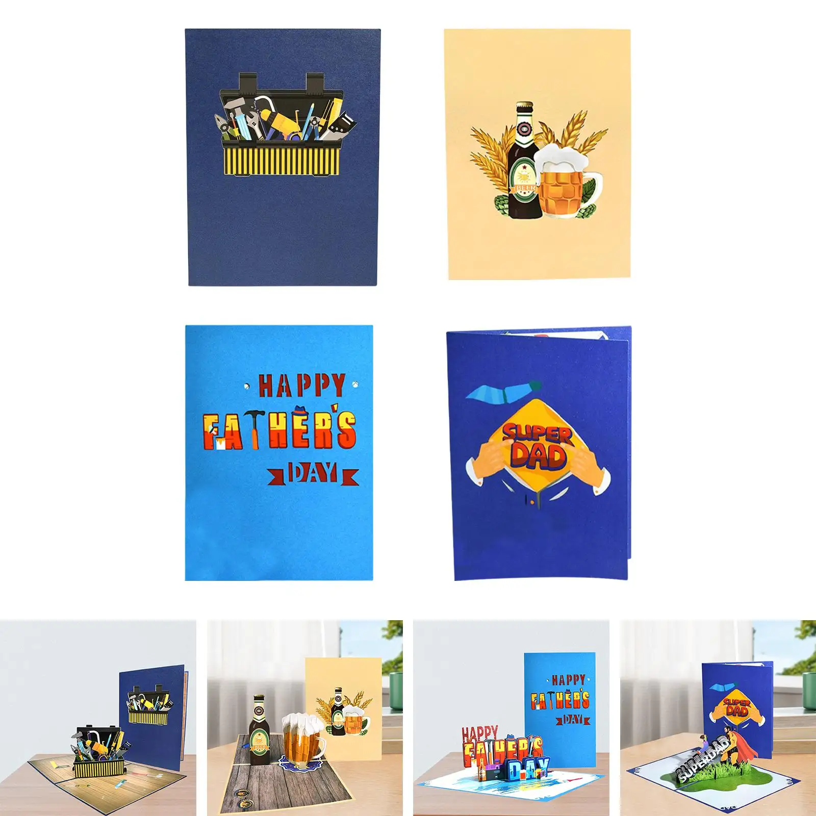Fathers Day Card 3D Surprise Envelope Thank You Card Handmade Popup Card for Uncle Anyone Grandpa Friendship Fathers Day