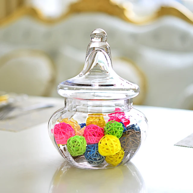 Mini Transparent Candy Jar Decorative Glass Jar with Cover Food Storage  Tank Display Container Storage Bottle