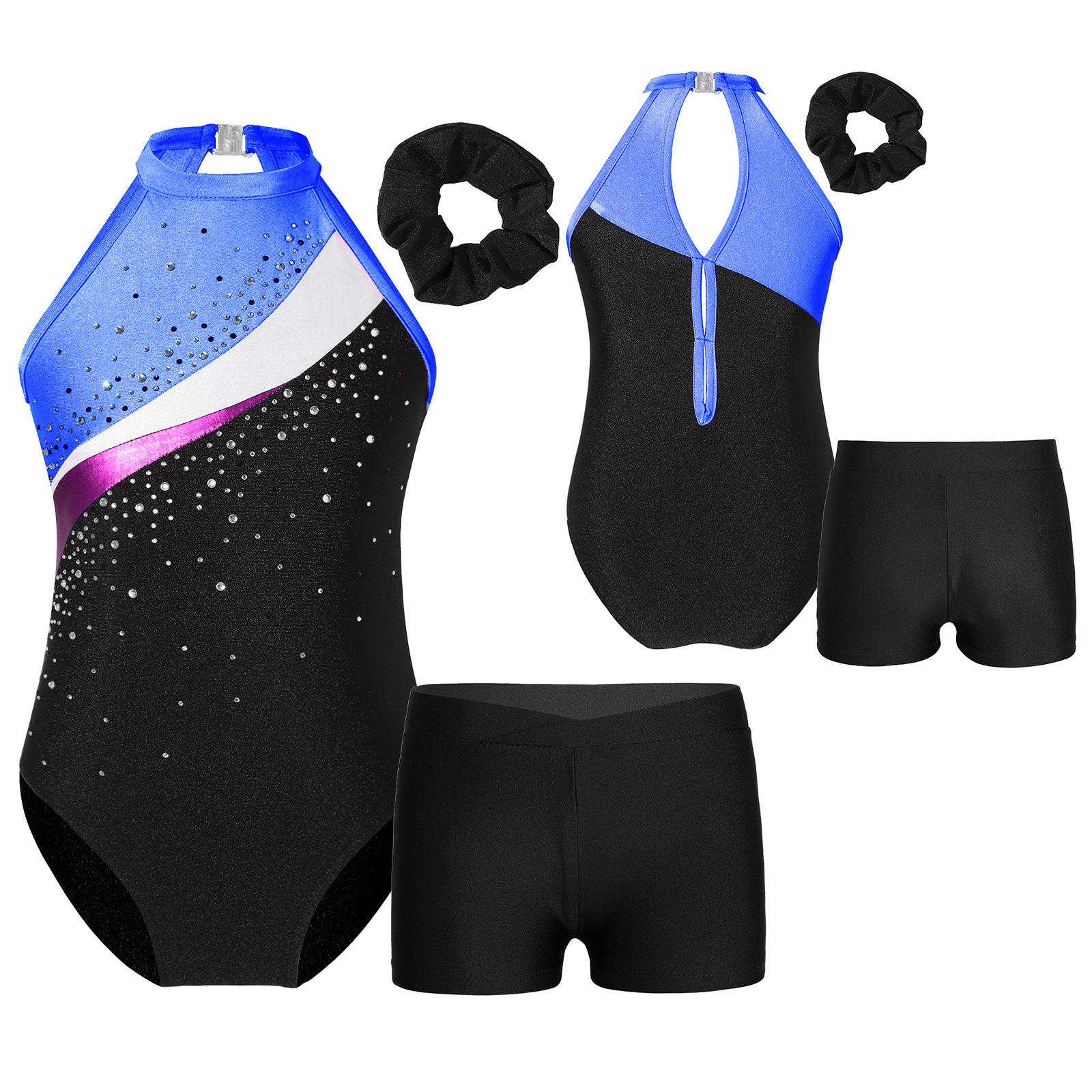 Kinder Mädchen Gymnastik Trikots Ballett Tanz Outfits Strass sportliche Biketard Shorts Set Workout Eiskunstlauf Bodysuit – Detail 17