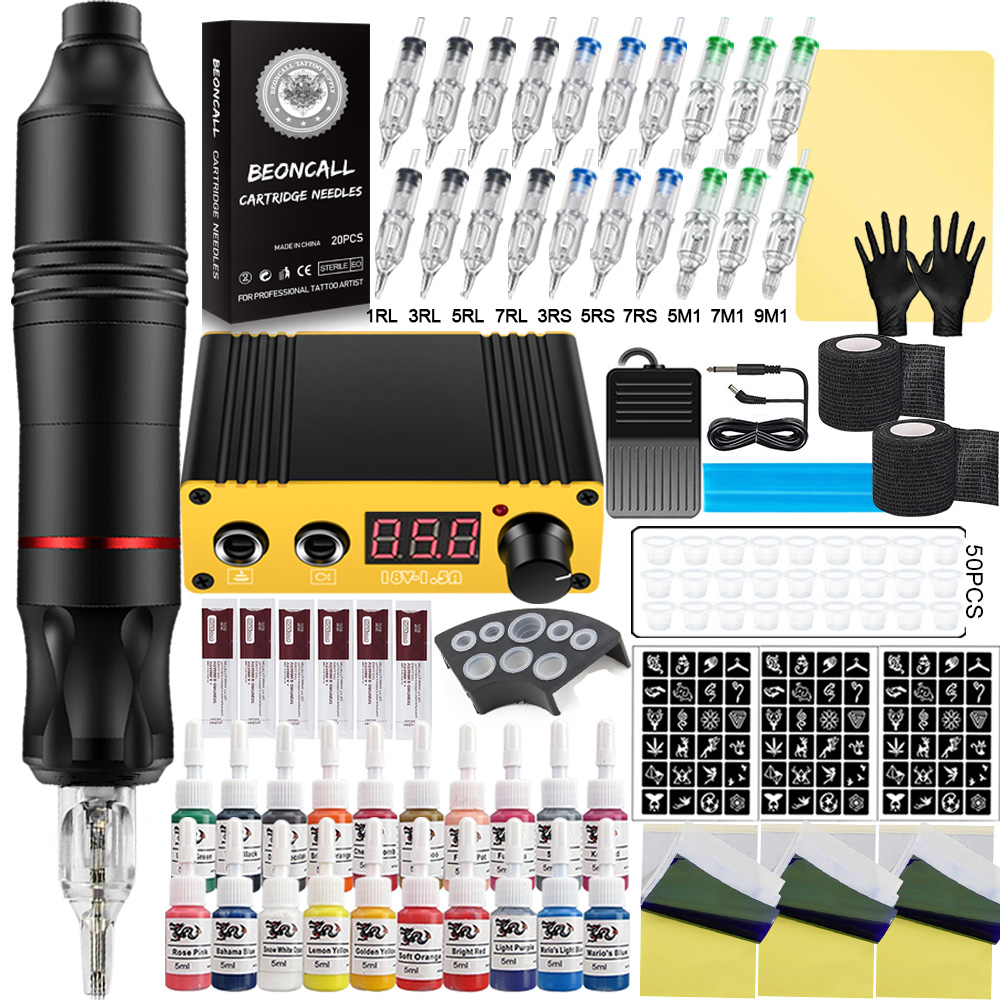 Best of Professional Tattoo Pen Kit Power Supply Set With Tattoo Machine Pen Sets Cartridge Needles Ink Tattoo Accessories Reviews & Tips