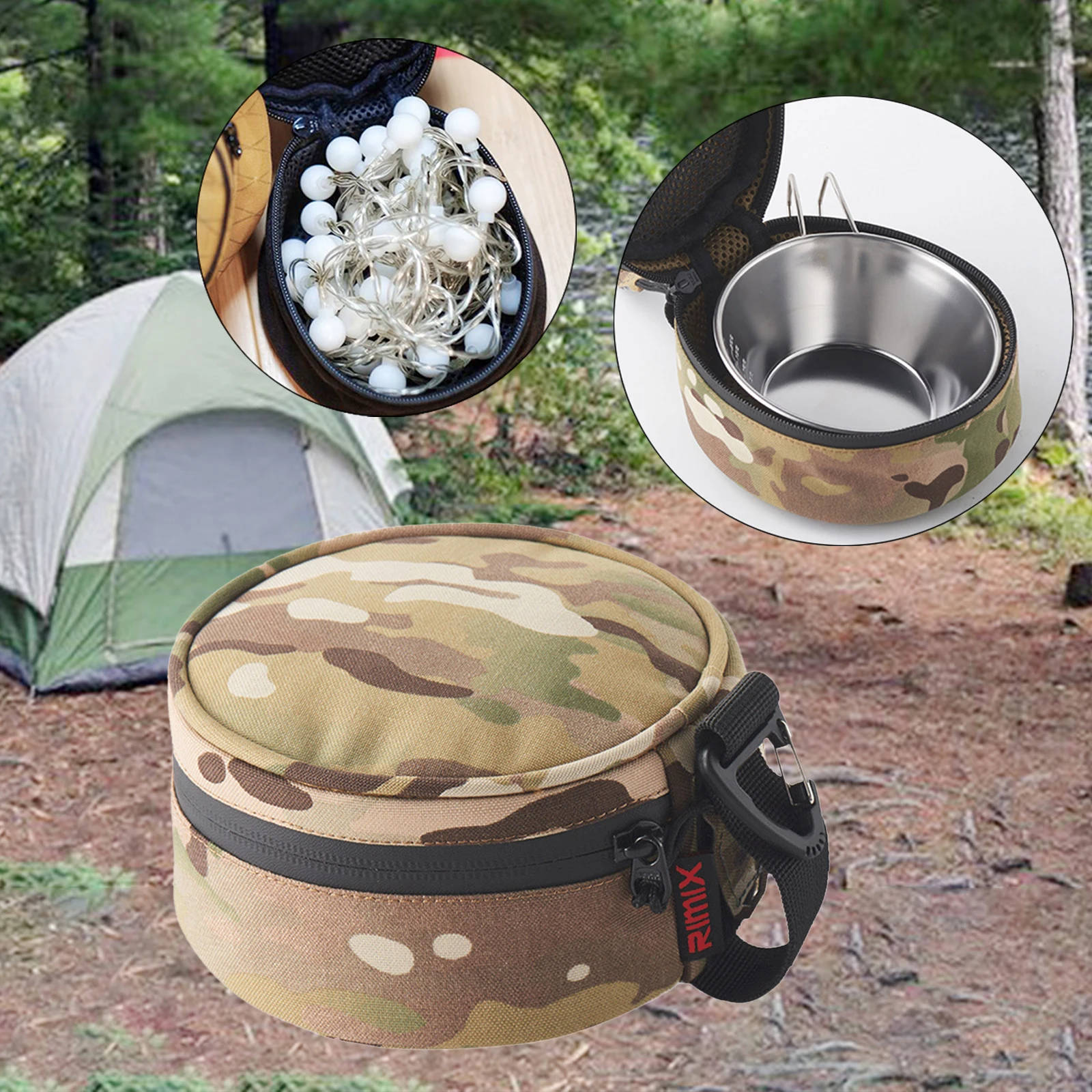 Outdoor Camping  Cup Storage Bag Hand-Held Carrying Bag Holder w/Hooks