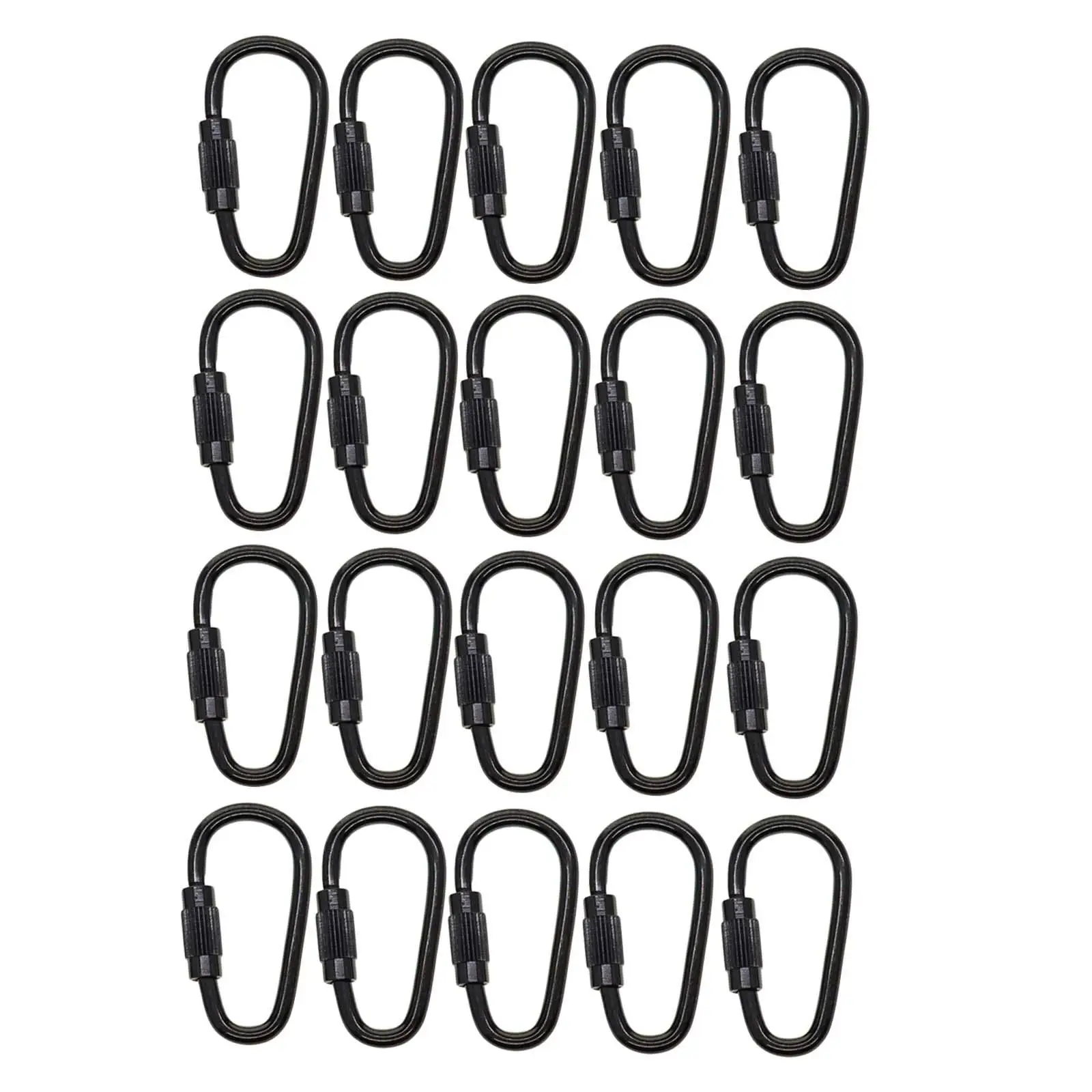 20Pcs Small Locking Carabiner Clip Black D Rings Mini Carabiner Clip for Camping Hiking Indoor Outdoor Use Backpacking Traveling