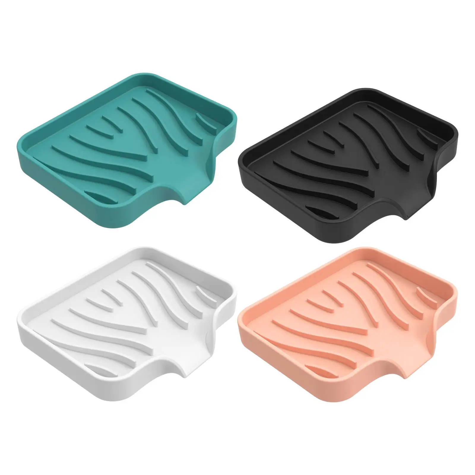 Soap Dishes with Drain Anti Skid Tray Silicone Soap Holder for Kitchen Counter