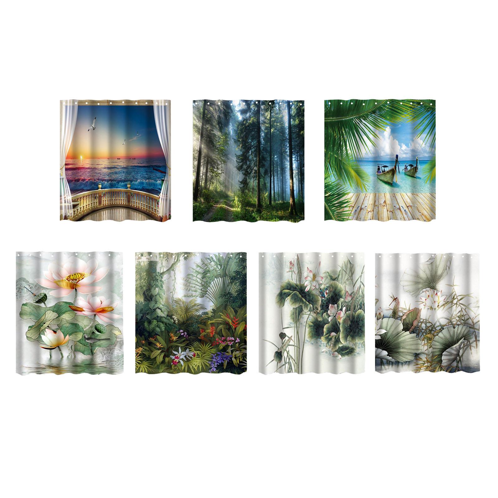 Polyester Fabric Bathroom Shower Curtain Digitally Printed Shower Curtain for Doormat Farmhouse