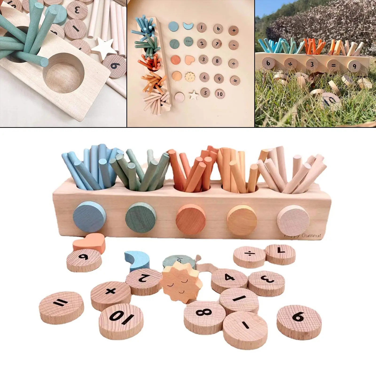Wooden Toys Spindle Box Math Blocks Montessori Toy Math Toys for Boy Girls