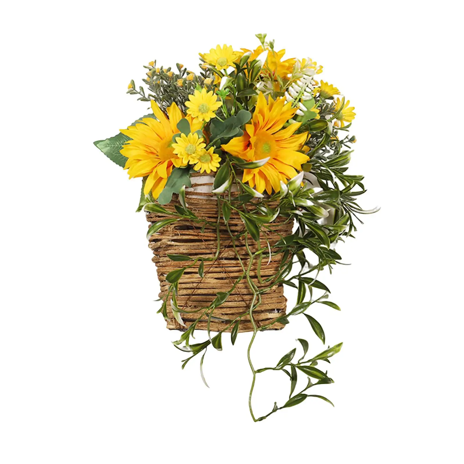 Flower Basket Wreath Farmhouse Wreath for Window Home Wedding Decoration