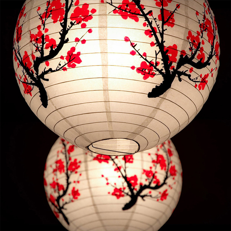 Description Picture 6 of item30cm Plum Blossom Round Paper Lantern Lamp Shade Chinese Antique Paper Lantern New Year Paper Lampshade Home Decor