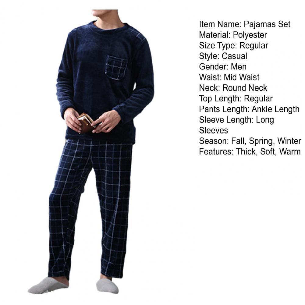 Title 30, 2 Pcs/Set Men Winter Pajamas Set Long Sleeve Th...