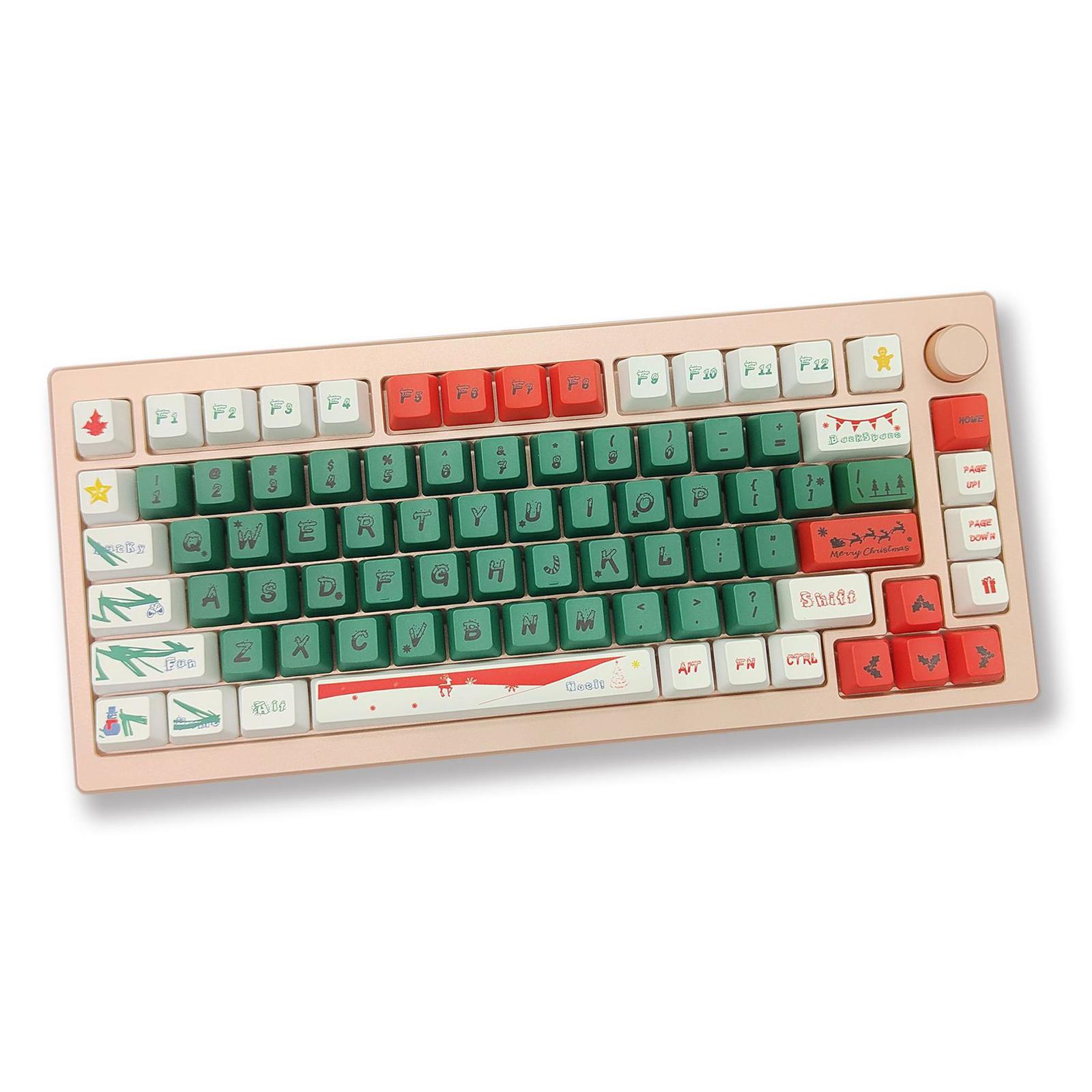 123-Key PBT Keycaps Christmas Style Mechanical Keyboard Keycaps for 61/ 64 /68 /87/ 96 /98 /108