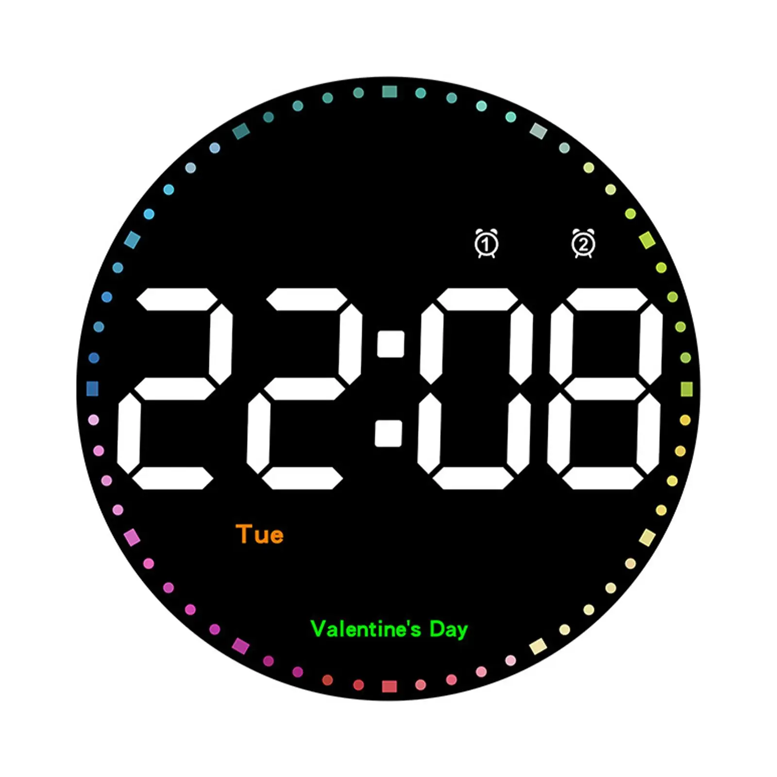 LED Wall Clock with Remote Control Round Wall Clock for Living Room Seniors