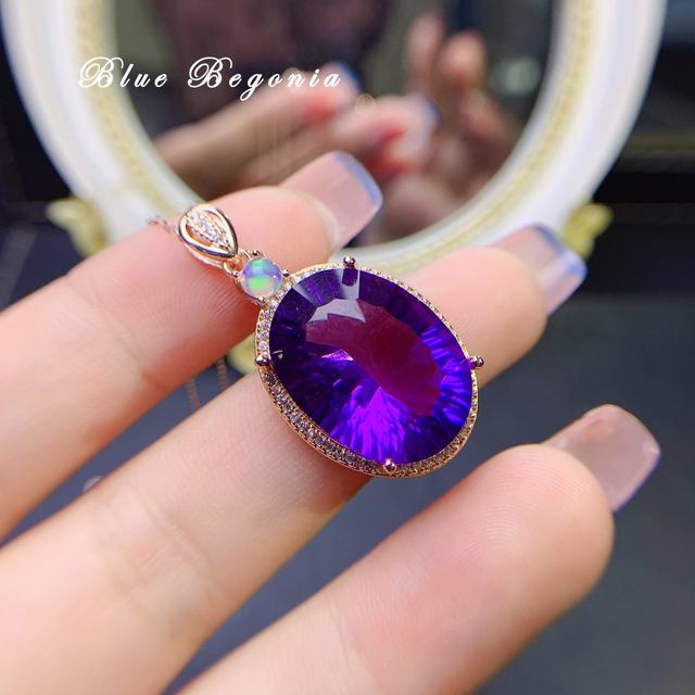 Amethyst Oval Drop online Pendant 925 Silver Classic Amethyst Daily Worn Women Dainty Pendant, Floral Topaz Amethyst Anniversary, Birthday Gifted.