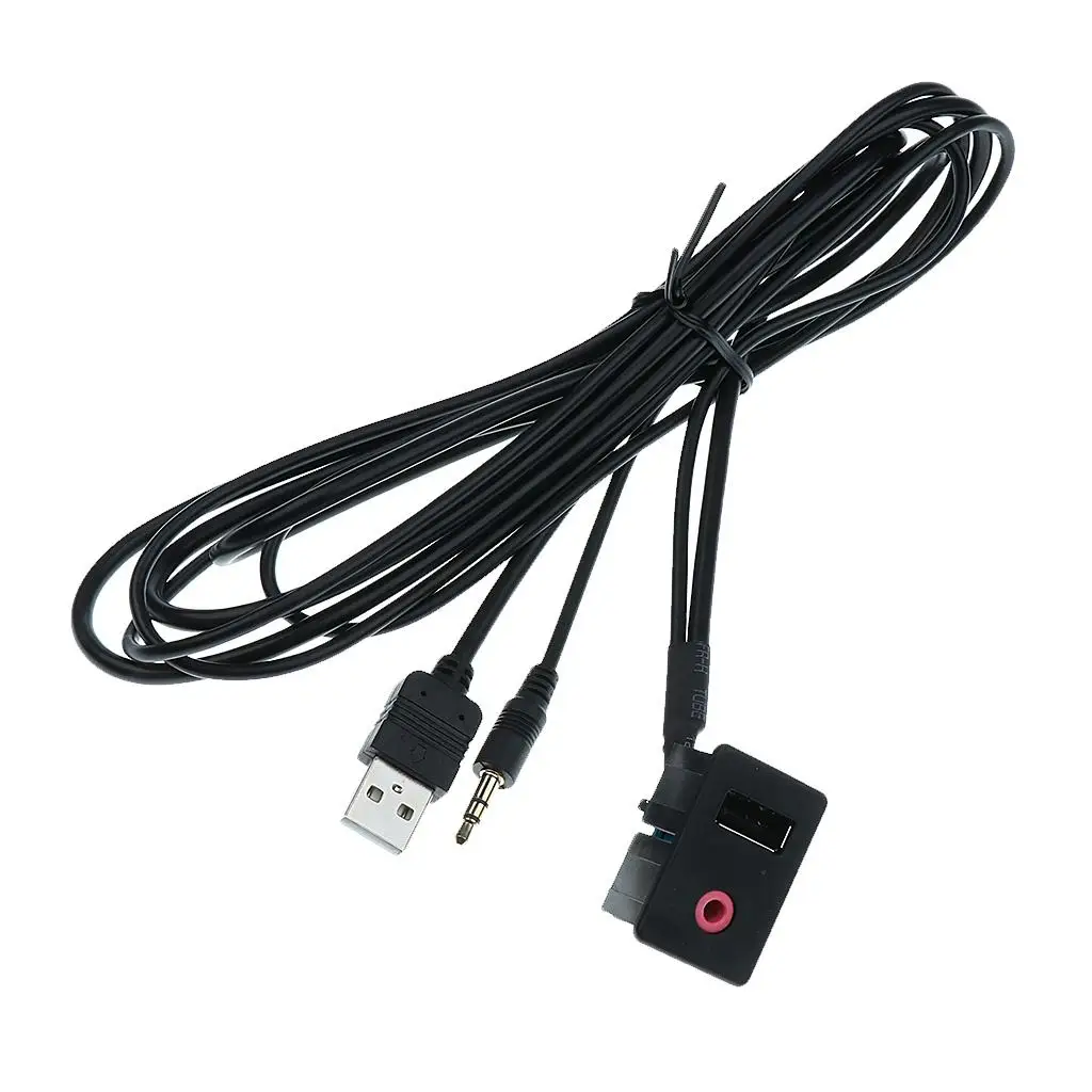 USB AUX Adapter Socket 3.5mm Jack Car Dashboard Extension Cable Connector