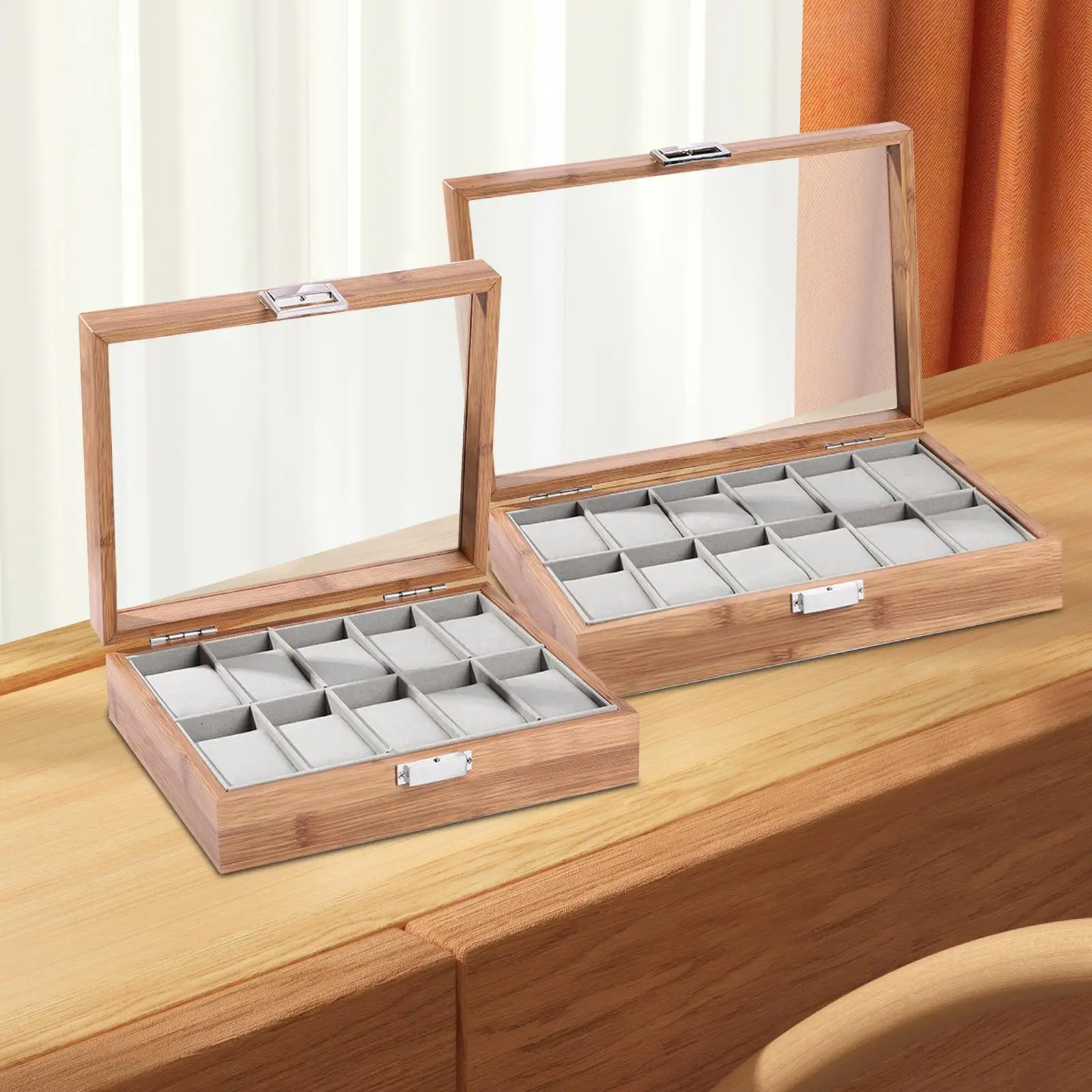 Watch Storage Box Lockable Jewelry Display Case for Home Decor Watches Necklace Bracelet Earrings Men and Women Table Dresser