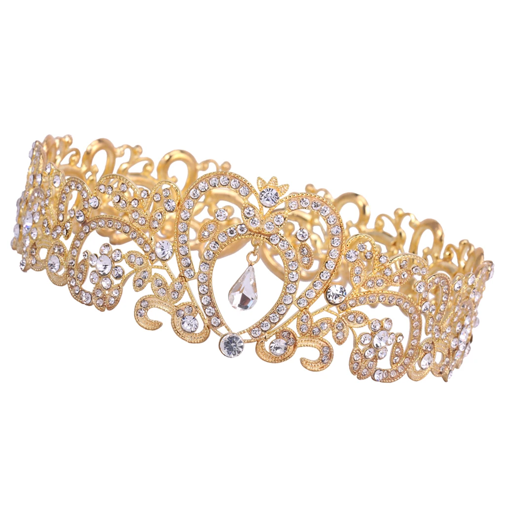 Noble Round Wedding Baroque Drop  Tiara Crown Headband Jewelry