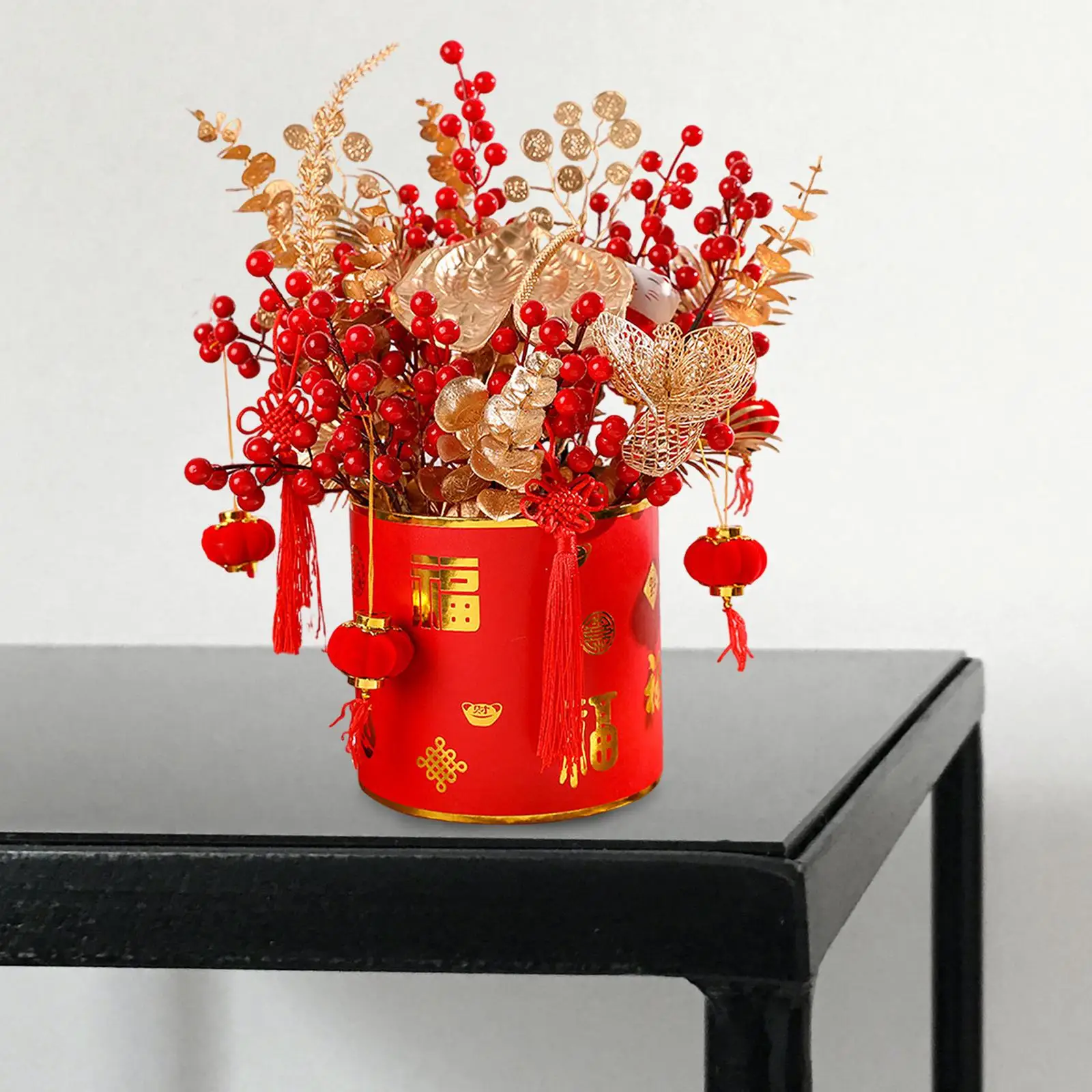 Simulation Berries Flowerpot Chinese New Year Table Decoration for Bonsai Kitchen Countertop Festival Gift Collectible