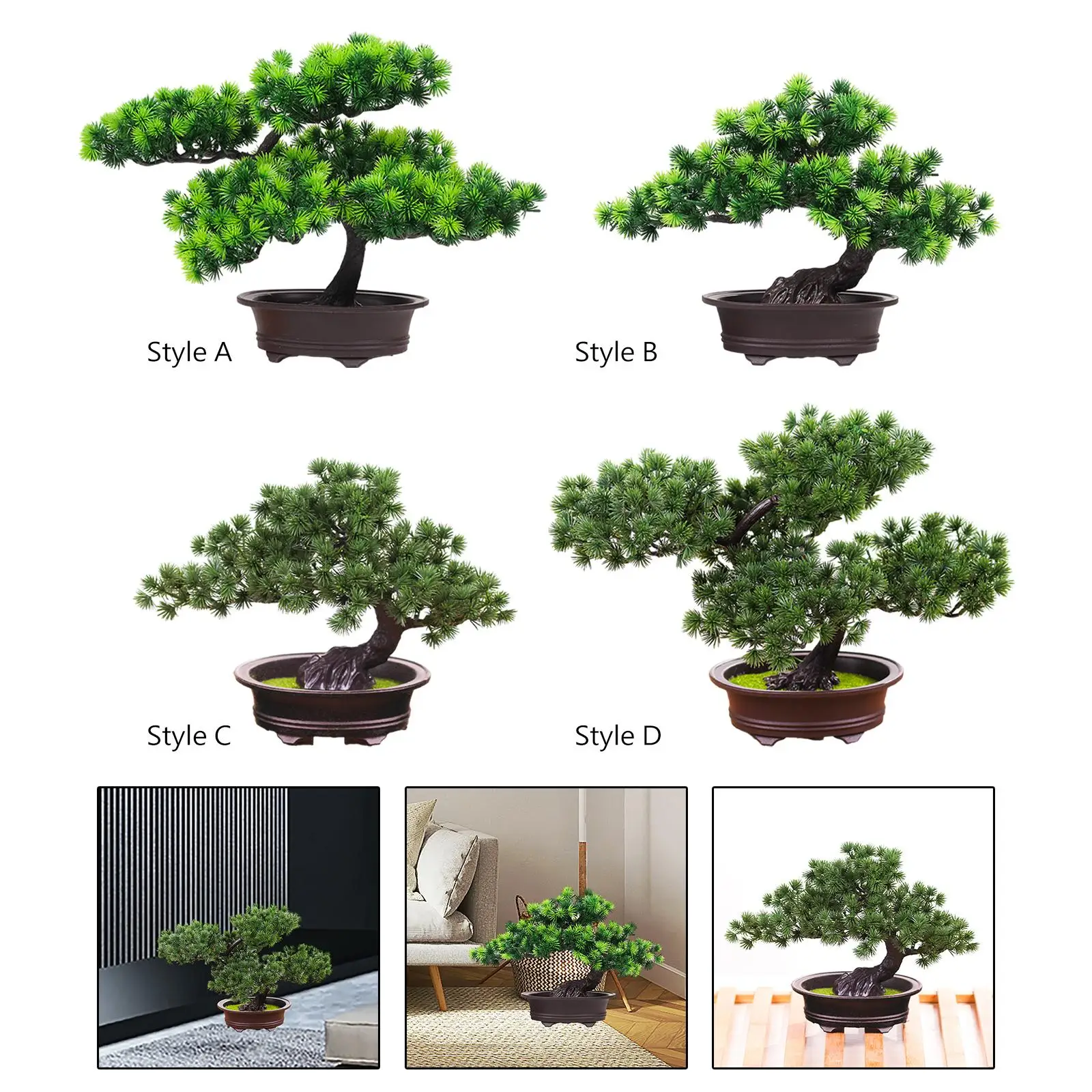 Artificial Potted Plants Welcoming Pine Tree Desktop Display Tabletop Decoration