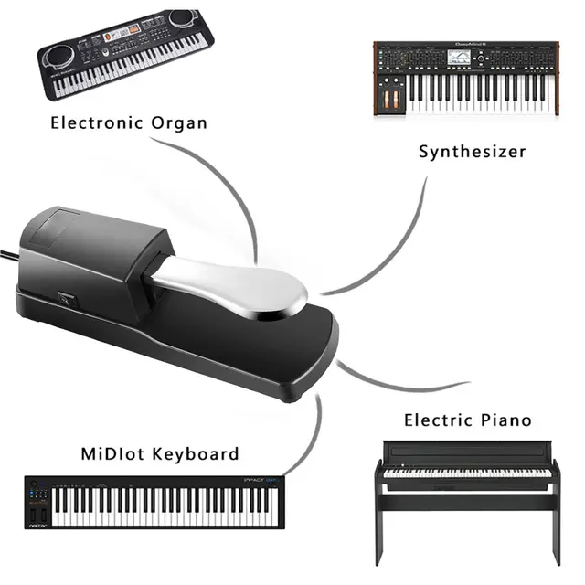 Achetez Piano Électrique Pédale Pédale Clavier Universal Metal Sustain Pedal  Musical Instruments Accessoires - Argent de Chine