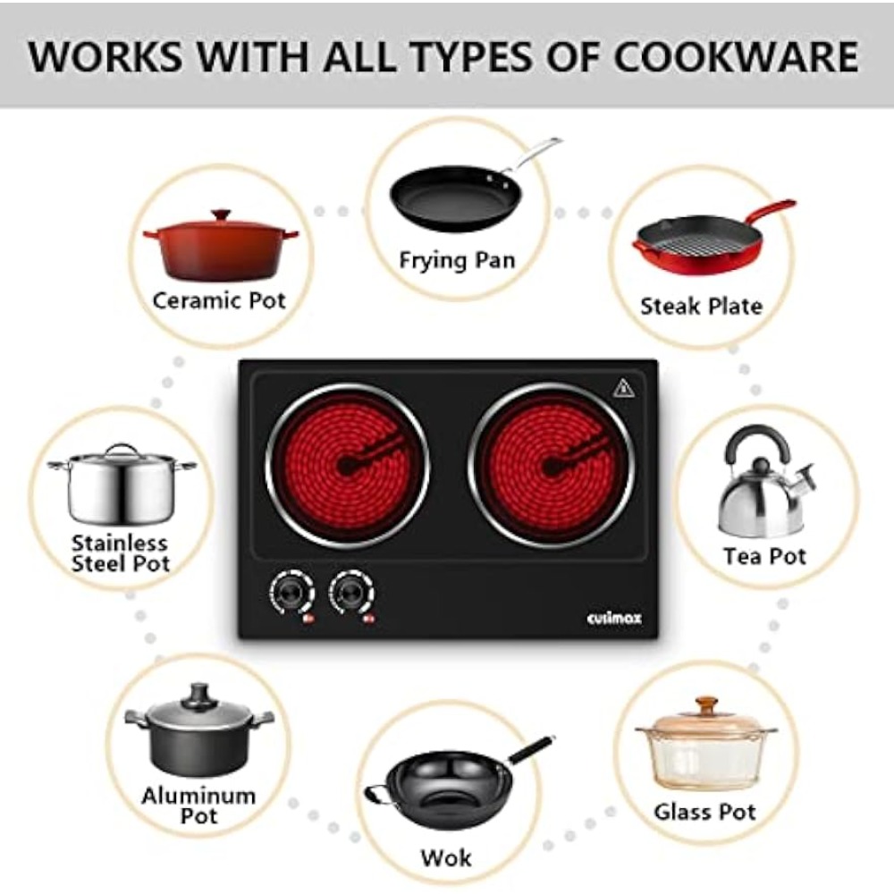 Title 2, Double Burner, 1800W Ceramic Electric Hot Plate...