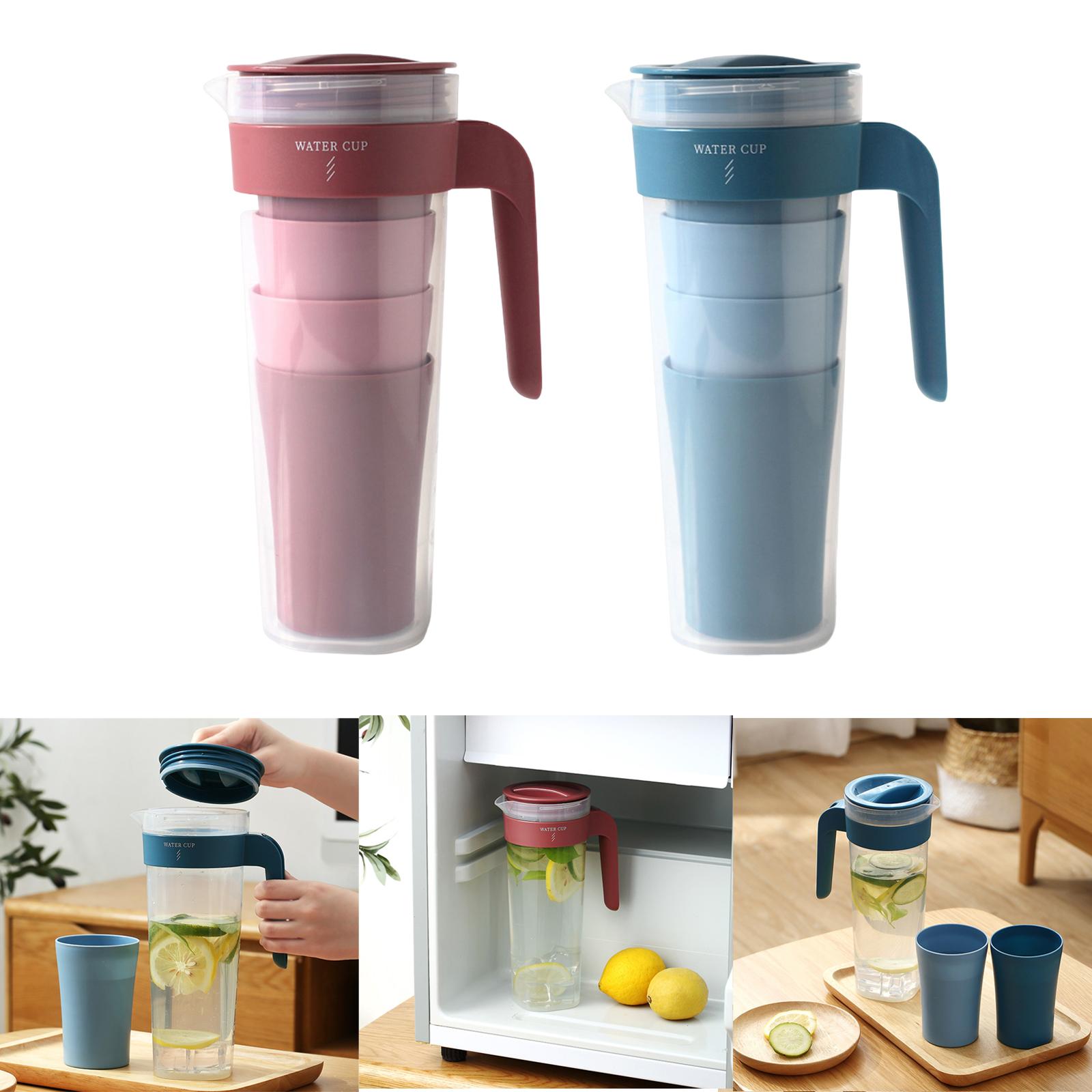 1000ml Water Pitcher Clear Hot & Cold Drink Pitcher with Lid Sealed Fridge Juice Jug Cold Water Bottle for Lemonade Milk Coffee