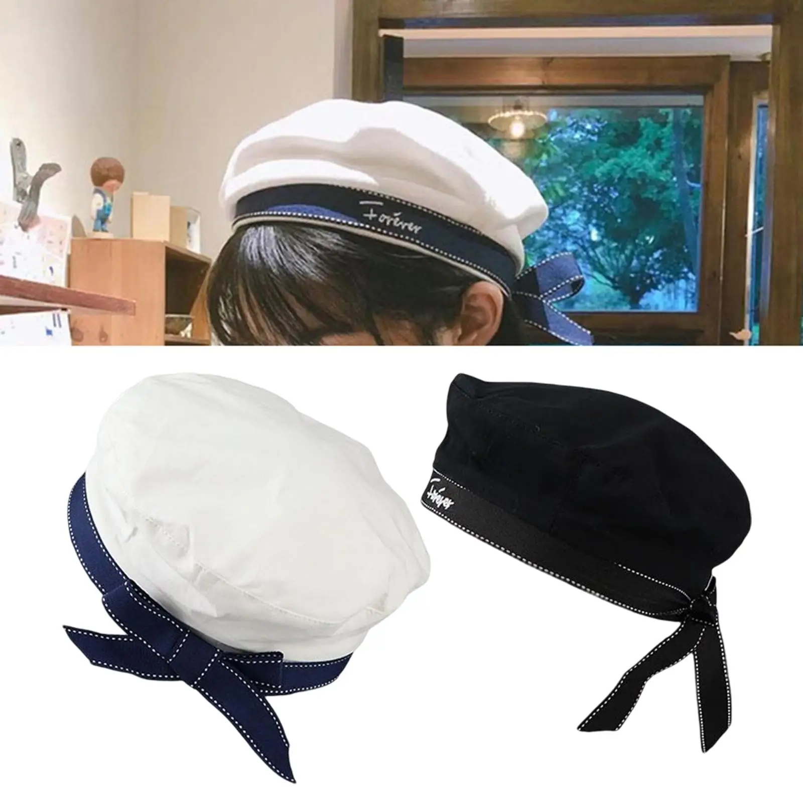 Cute Navy Sailor Hat Casual Uniform Cap Costume Accessory Adjustable Women Hat for Adult Girl Performance Summer Clothing