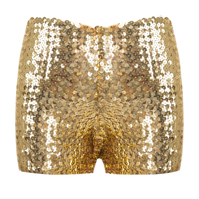 Womens Sequin Shorts Bling Hot Pants 80s Dance Disco Wear 1980s