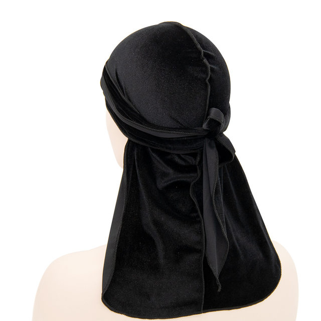 Vintage Velvet Durag Cor Sólida Laço Head Wraps Soft Bandana