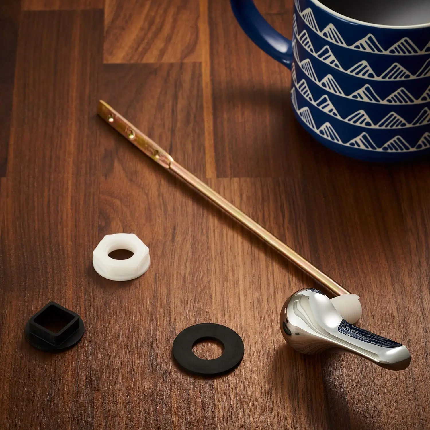 Description Picture 6 of itemToilet Tank Flush Lever Replacement Universal Front Mount Handle Toilet Tank Trip Lever with Stainless Steel Flapper Chain Metal