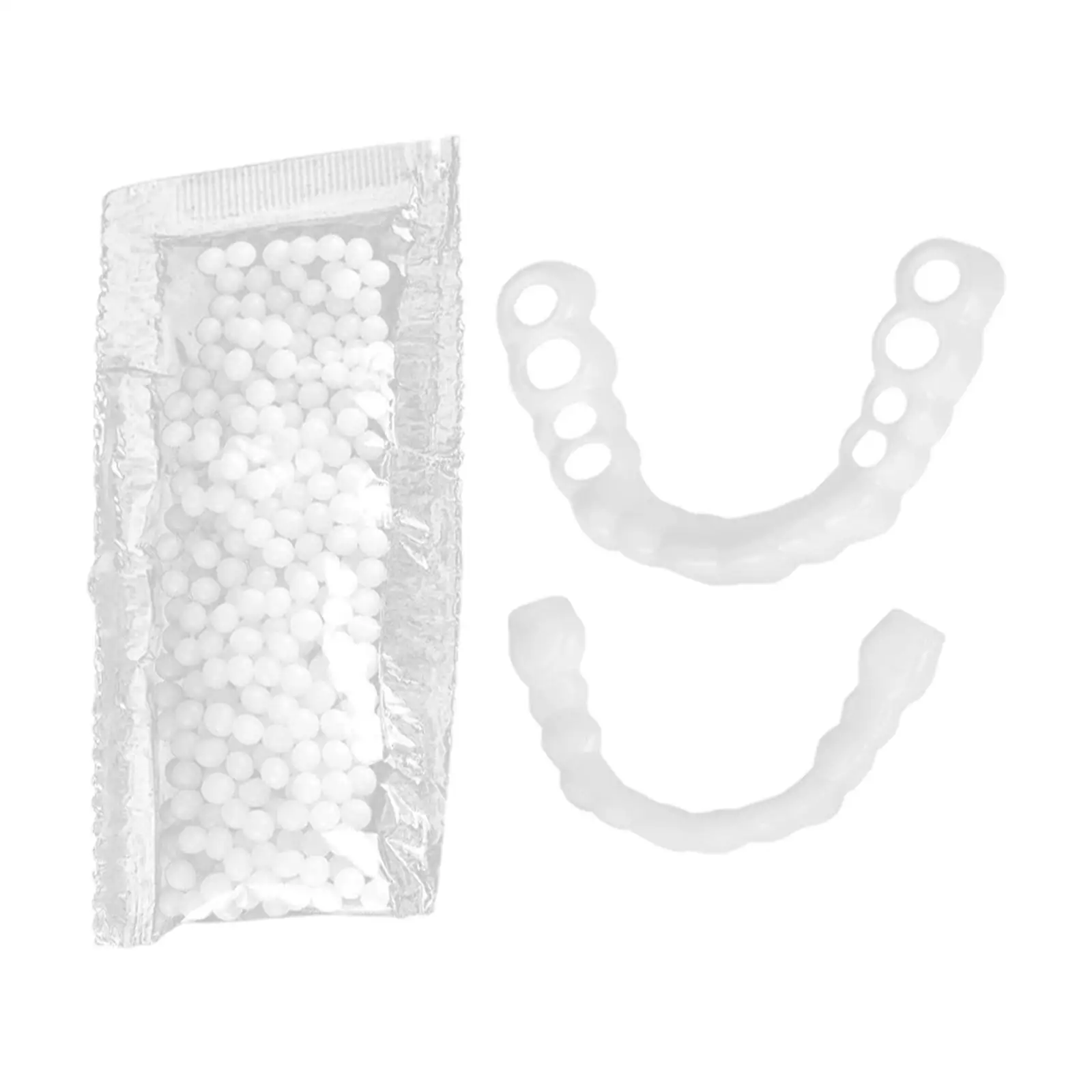 Upper Lower False Teeth Covers Set Veneers Denture Simulation Cover White Fake Tooth Covers for Whitening Cosmetic Teeth Smile