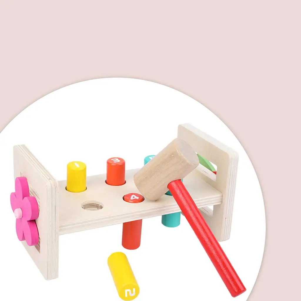Wooden Pounding Toy with Hammer  Preschool Toys Early Education Developmental for 2 - 6 Years Old Children Birthday Gift