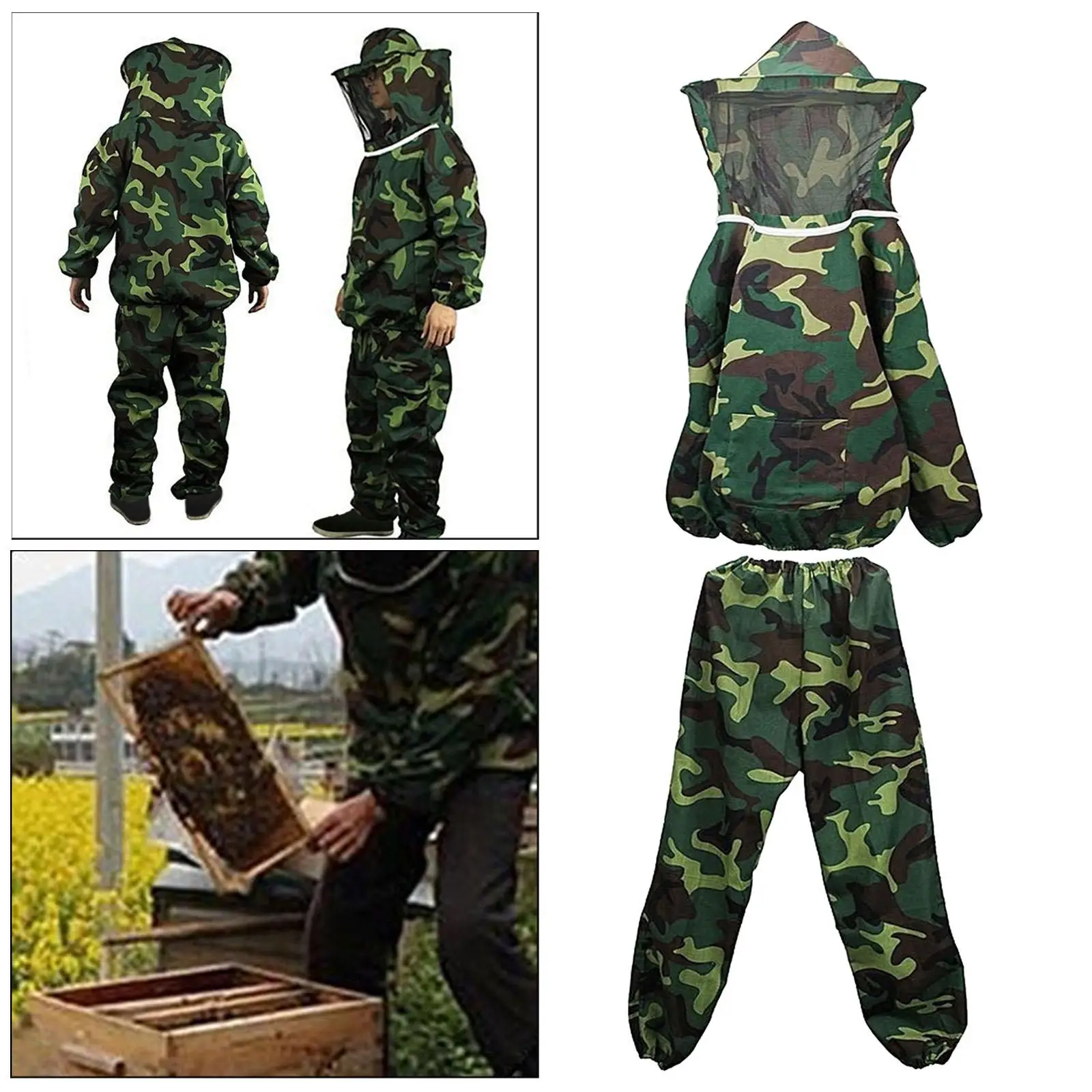 Unisex Beekeeping Suit Breathable Beekeeper Outfit with Veil and Pants Beekeeping Jacket