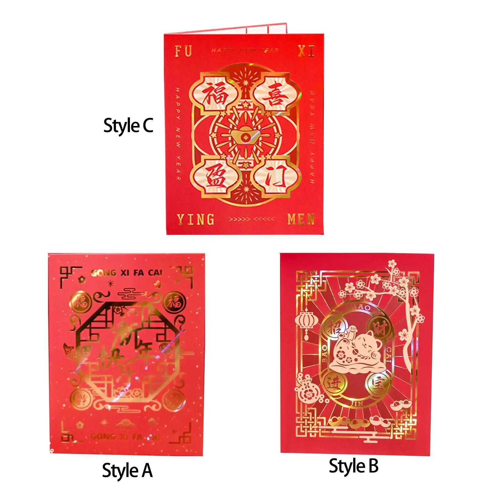 2023 Chinese New Year Card 3D Hollowed Pop up Card Gift for Kids Accessory Traditional Mutil Use Wedding Card Size 15x20cm