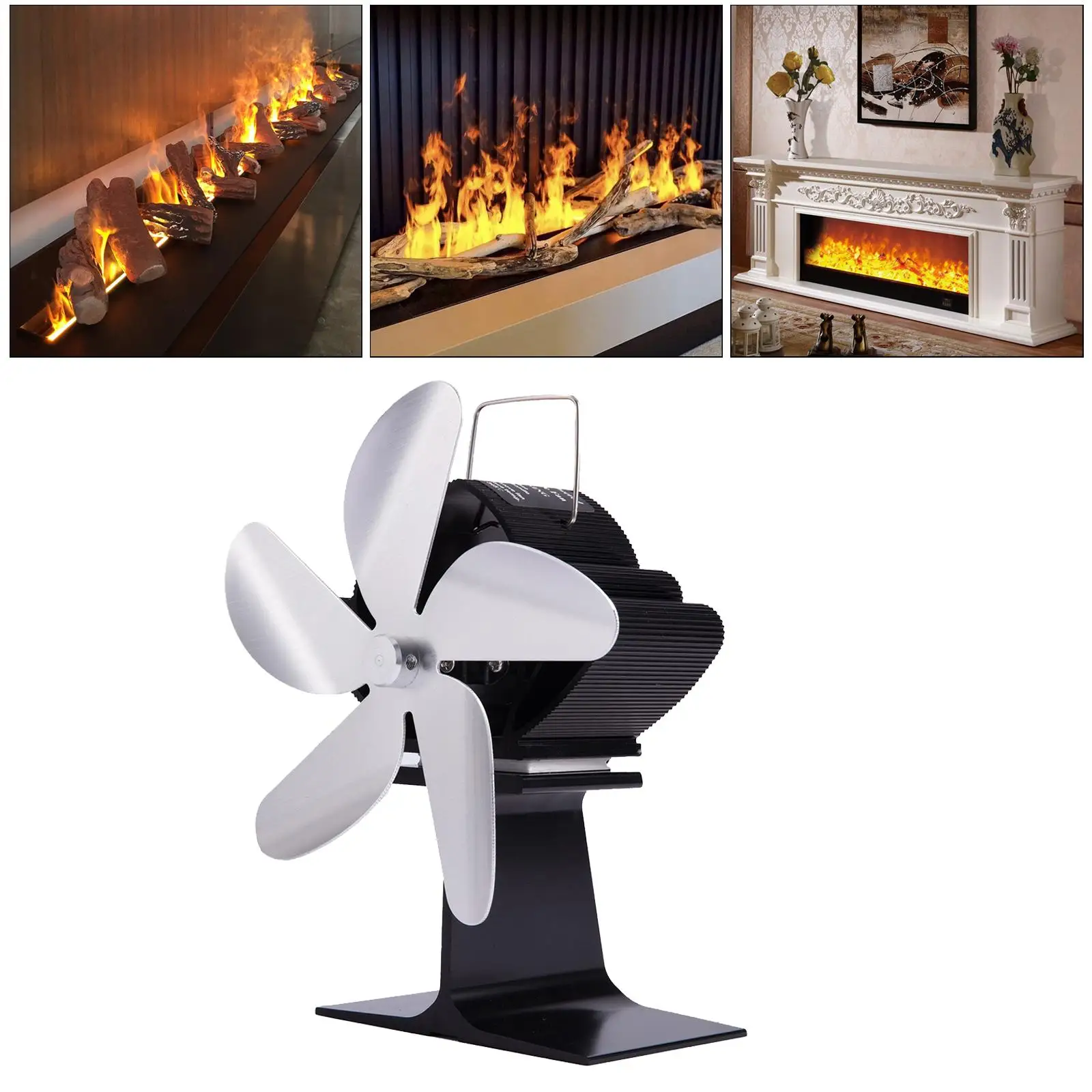 4 Blade  Powered Stove  Friendly  Distribute Air Circulation Fireplace Fan for Wood/Log Burner/Fireplace