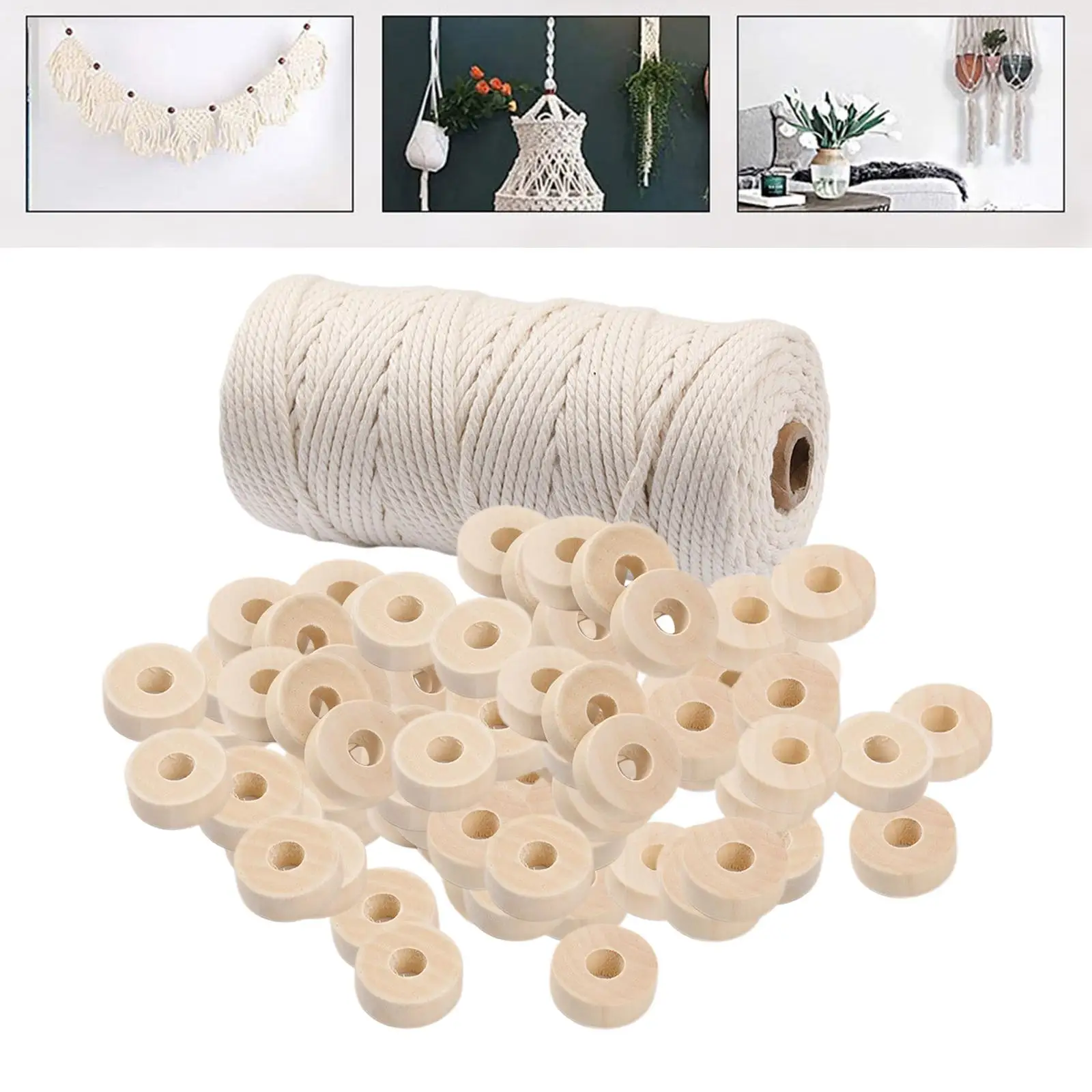 Macrame Cord 3mm x 100m,   Cotton Rope Craft String Twine for Wall Hanging Plant Hangers Knitting, Home Wedding Decorations