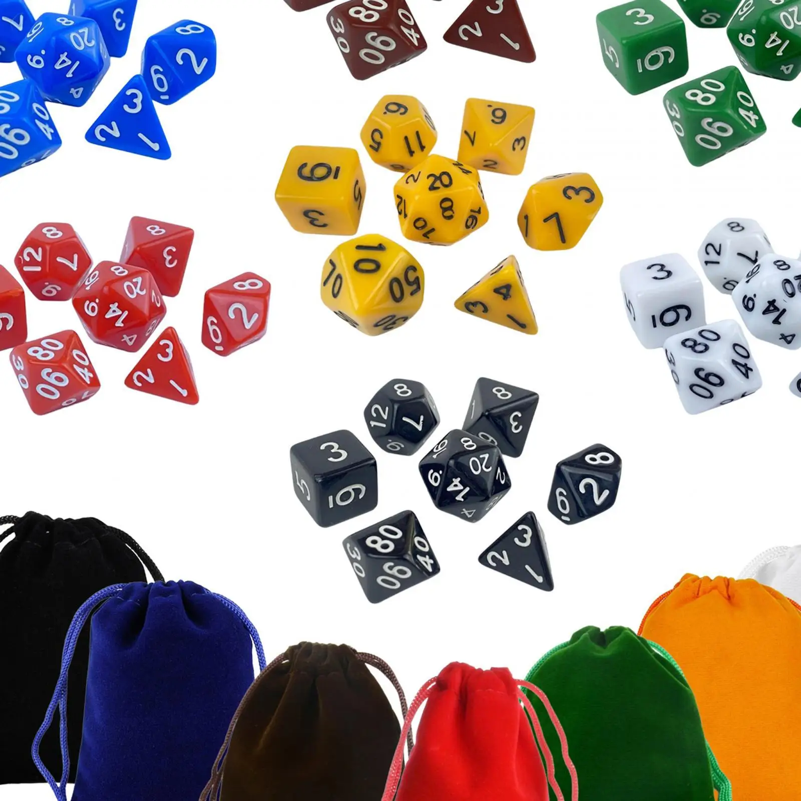 49x Dice Set Game Dices Set Polyhedral Dices with Storage Bag for KTV Board Game