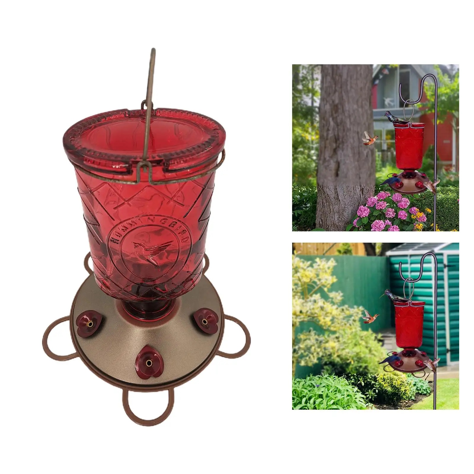 Hummingbird Hanging Feeder with 5 Feeding Stations Lightweight Easy Filling Bird Feeder Drinking Dispenser for Outdoor Courtyard