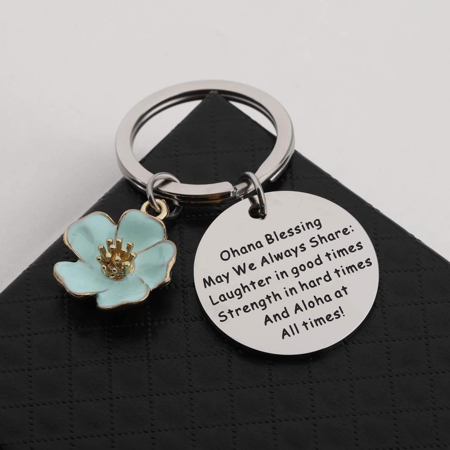 Ohana Keychain Segen Geschenke Hibiscus Charme Keychain Hawaiian Ohana Schmuck Geschenk für Familie Jungen Mädchen – Detail 4
