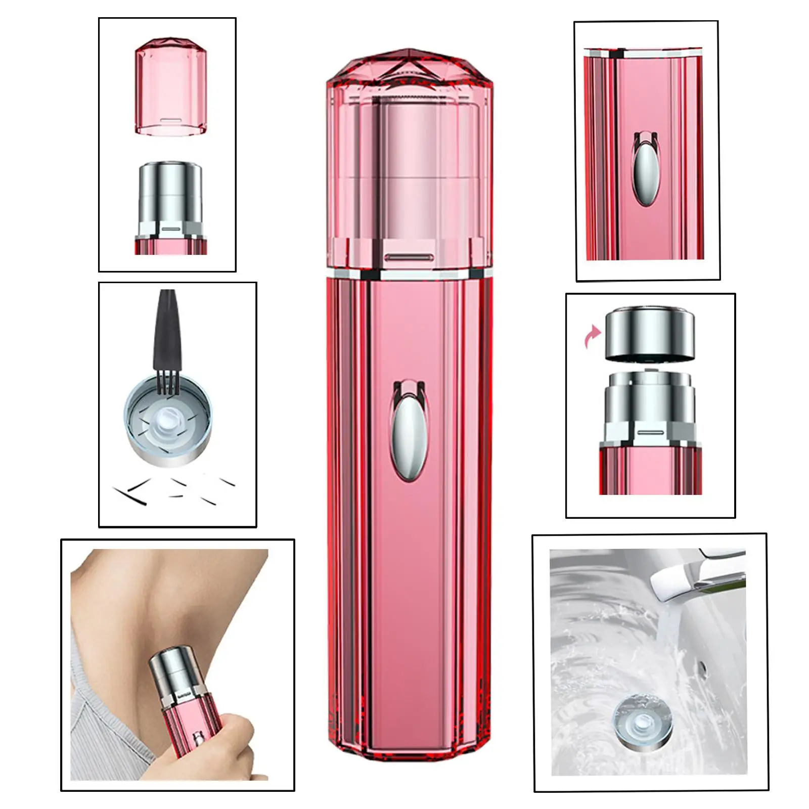 Portable Facial Hair Removal for Women Shaver Dual Rotating Blades Electric Epilator for Armpits Arms Legs Painless Gifts