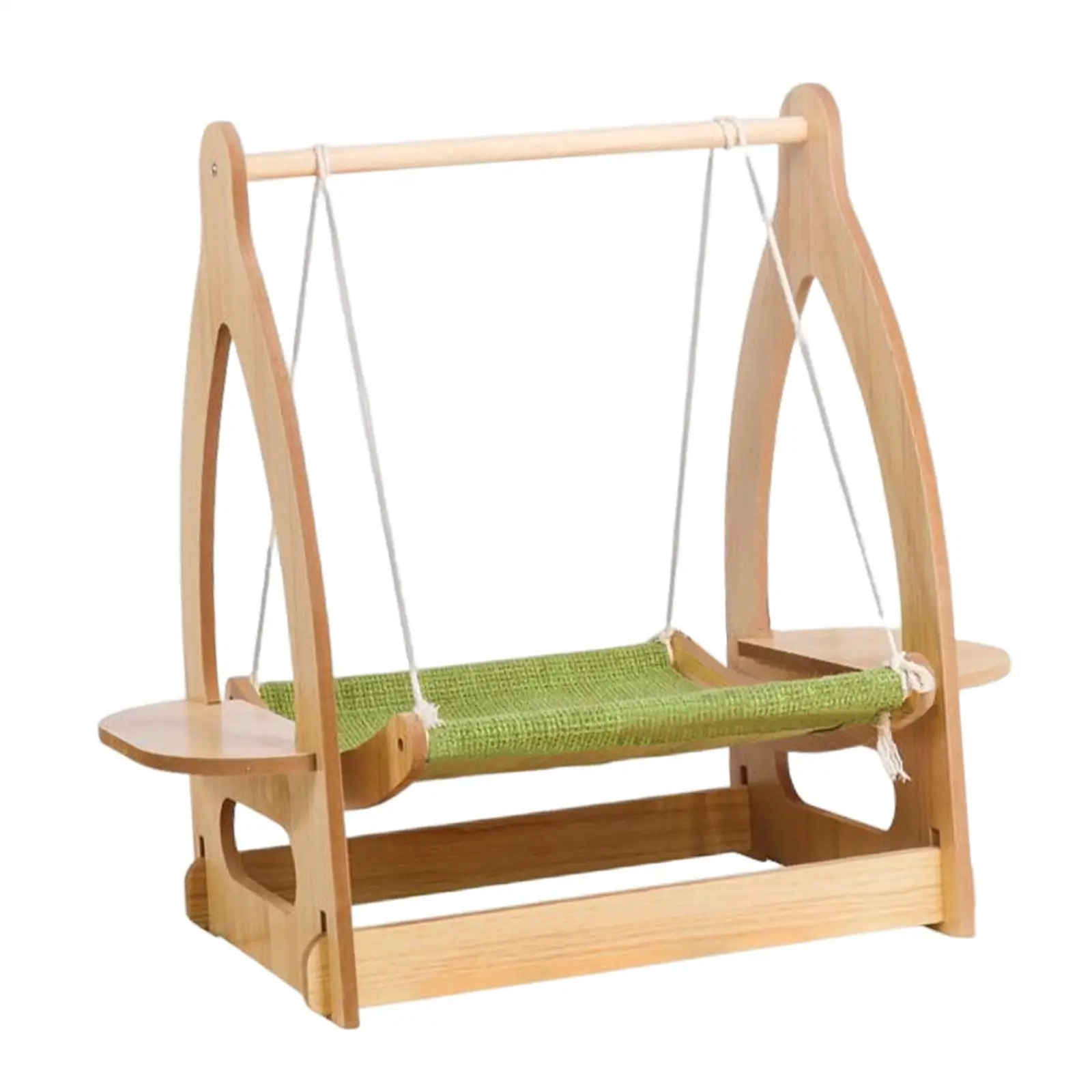 Cat Hammock Activity Toy Pet Bed Lounger Wood Frame Stable Structure Pet Hanging