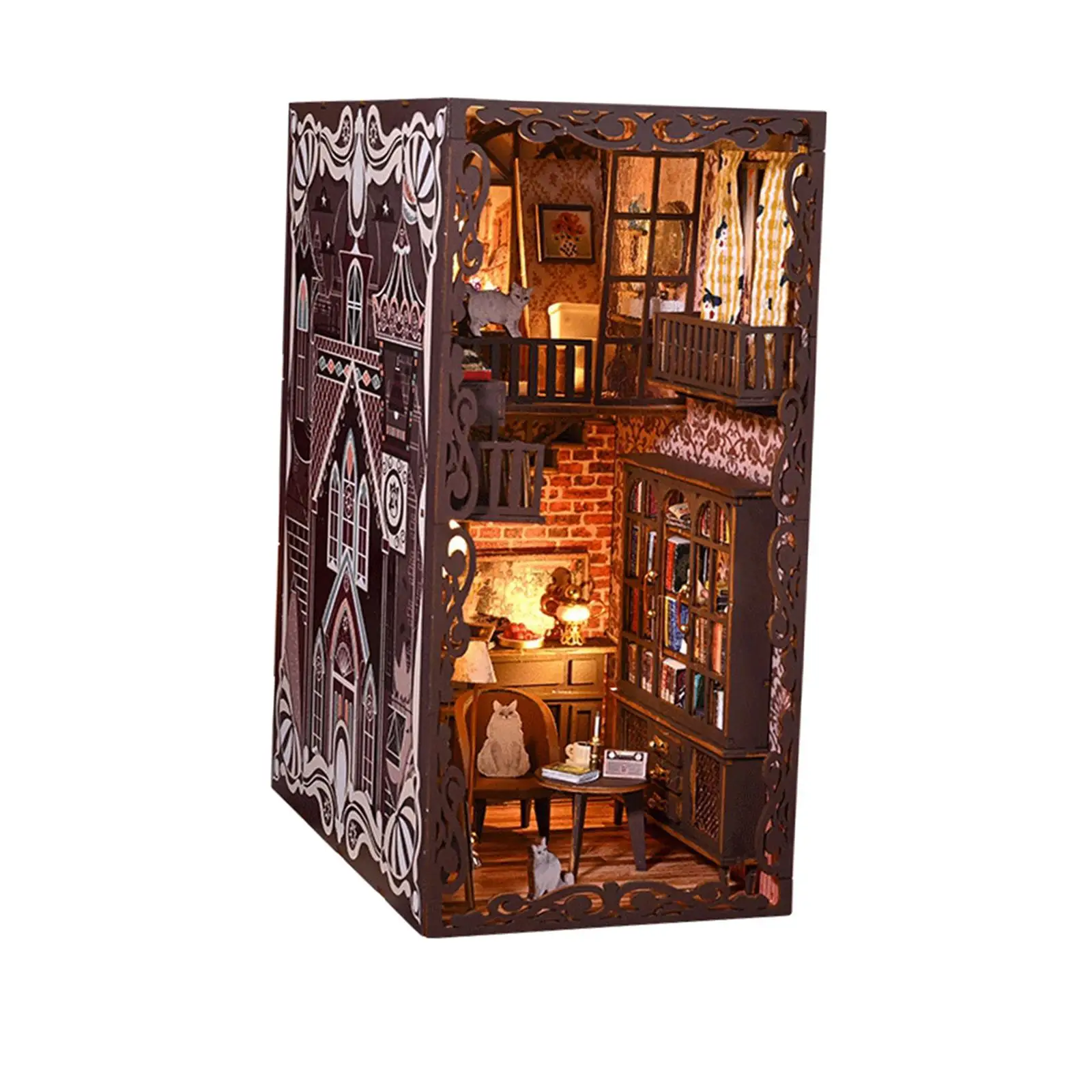 DIY Booknook Kits with LED Light Miniature House for Adults Children Teens