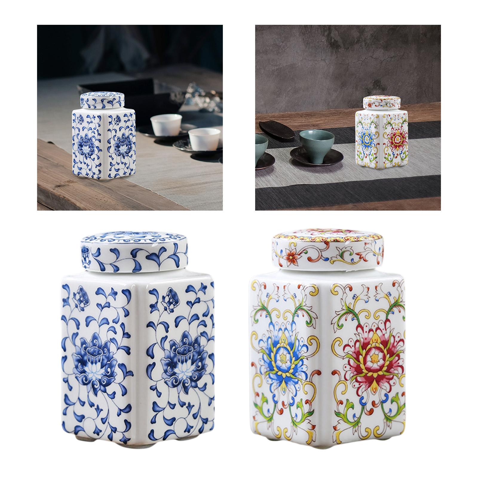 Ceramic Ginger Jar Decorative Ceramic Flower Vase Tea Storage Chinese Porcelain Temple Jar for Home Party Office Desk Decoration Ceramic Ginger Jar Decorative Ceramic Flower Vase Tea Storage Chinese Porcelain Temple Jar for Home Party Office Desk Decoration