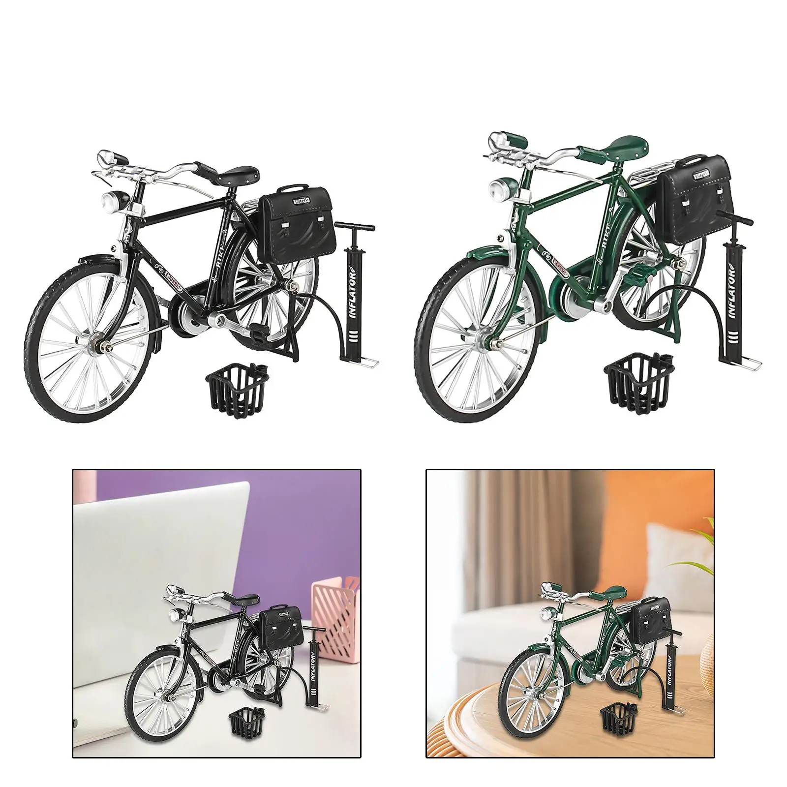 1/10 Scale Bike Model Desktop Decoration Crafts Retro Bicycle Model Decoration for Club Bedroom Dollhouse Tabletop Office