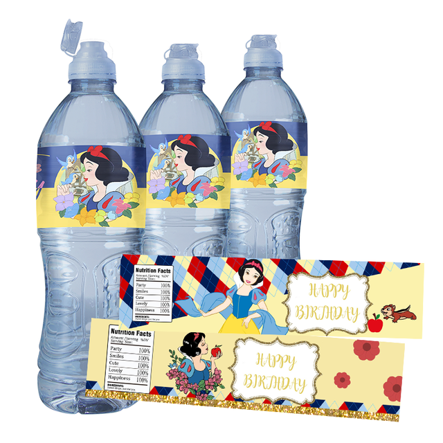 6pcs Disney Princess Water Bottle Stickers Labels Snow White