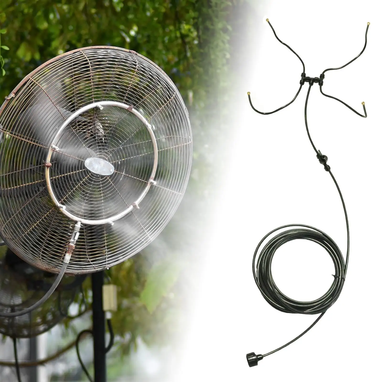 Fan Misting Kits for Outdoor Cooling Portable Rotatable Misting Nozzles 19.6 ft Misting Line for Deck Porch Patio Outside