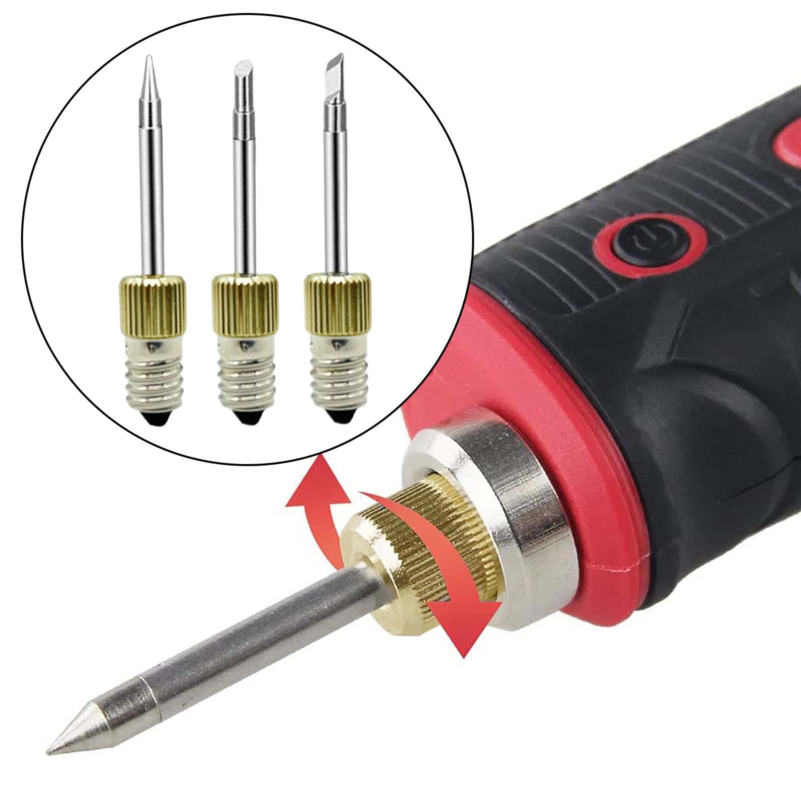 3 Pieces Electric Soldering Iron Tips Replacement E10 Interface Components Needle Tips Tool Steel solder for Repair Welding