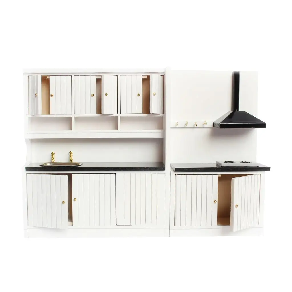 12th Dollhouse Miniature Modern Kitchen Furniture Cabinet Cook Sink White
