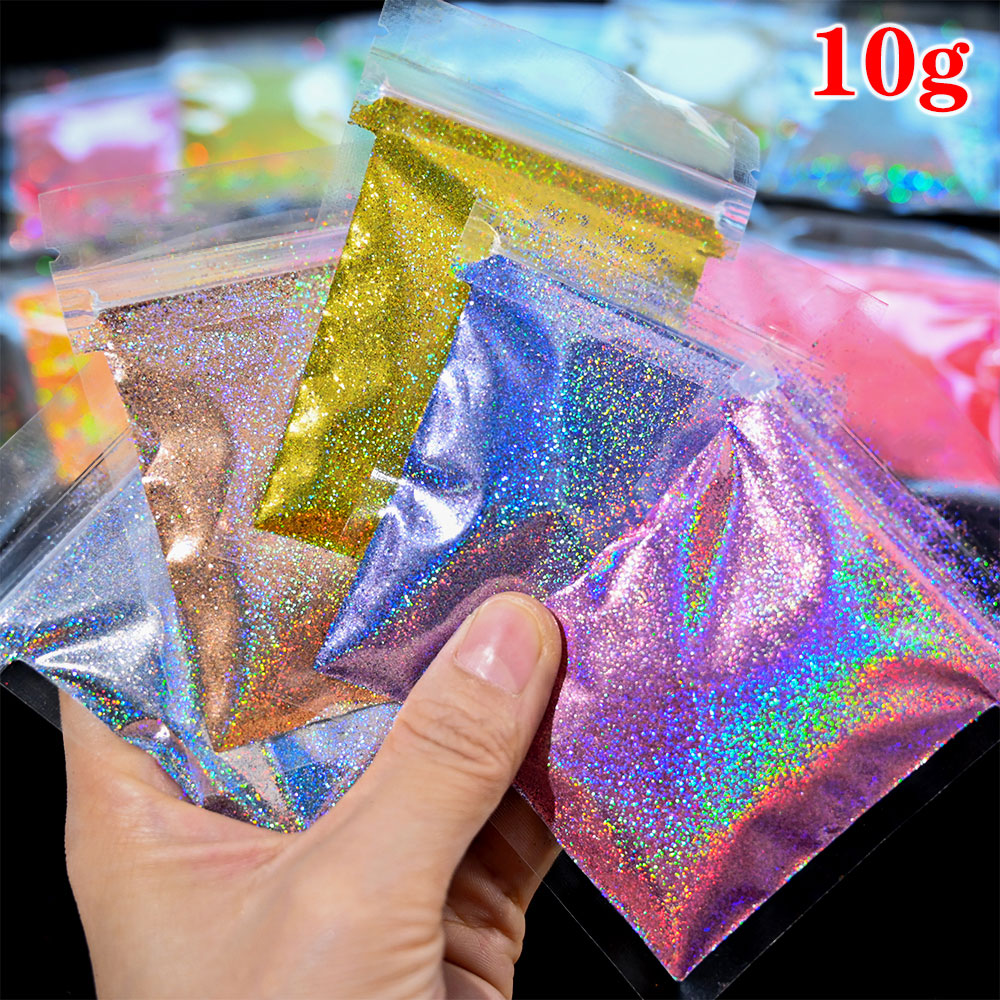 Best of 10g / bag 0.2mm Laser Glitter Nail Powder Chrome Pigment For Nail Gel Polish &amp; Nail Decoration Reflective Holographic Glitter FD72 Reviews & Tips