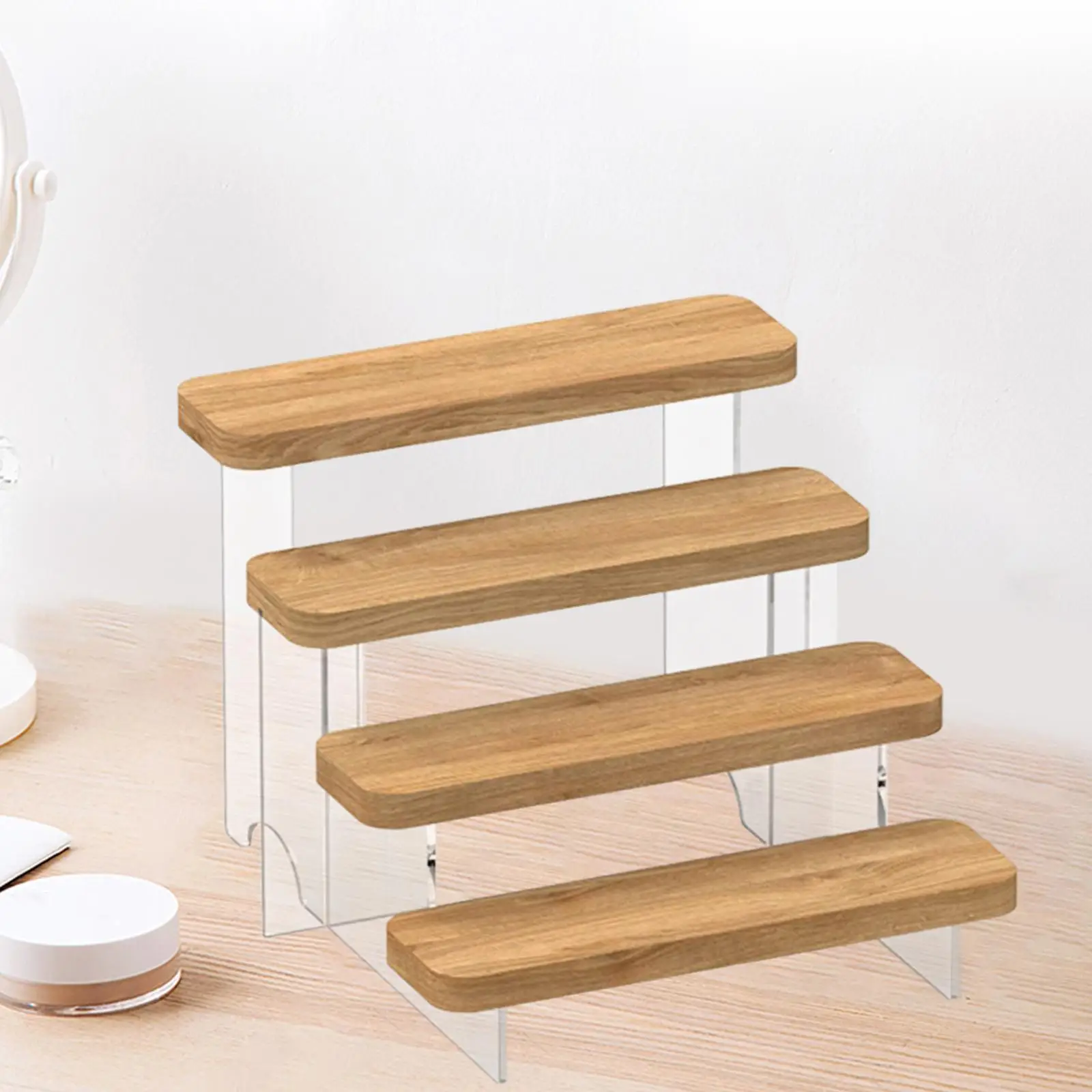 Acrylic Display Riser Shelf Showcase Fixtures Wood Shelf Display Shelves for Dessert
