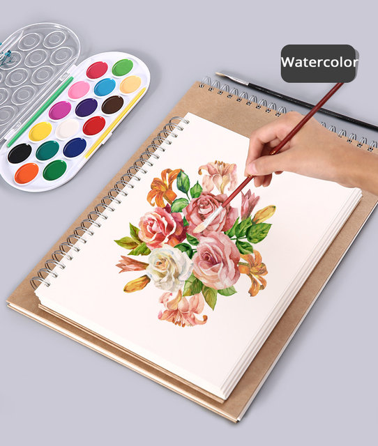 Professional sketchbook Thick paper Spiral notebook Art school supplies  Pencil drawing notepad stationery cute gel pens pencil - AliExpress