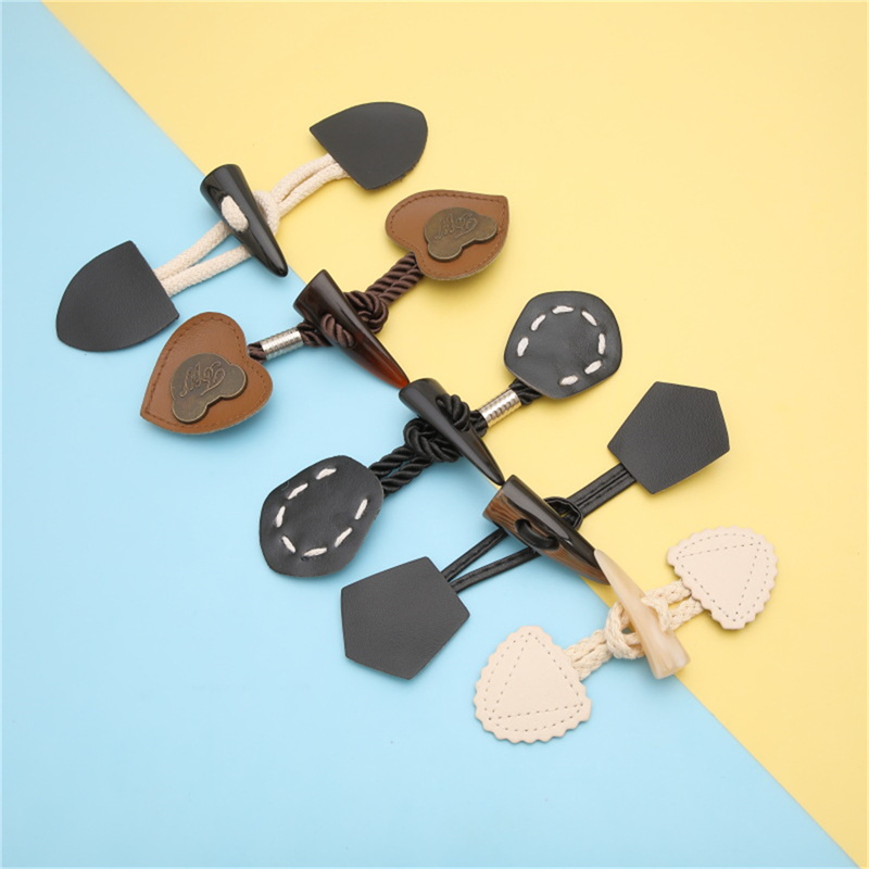 Description Picture 4 of item1Pair Wood Leather Horn Toggle Button Craft Coat Buttons DIY Sewing Accessories