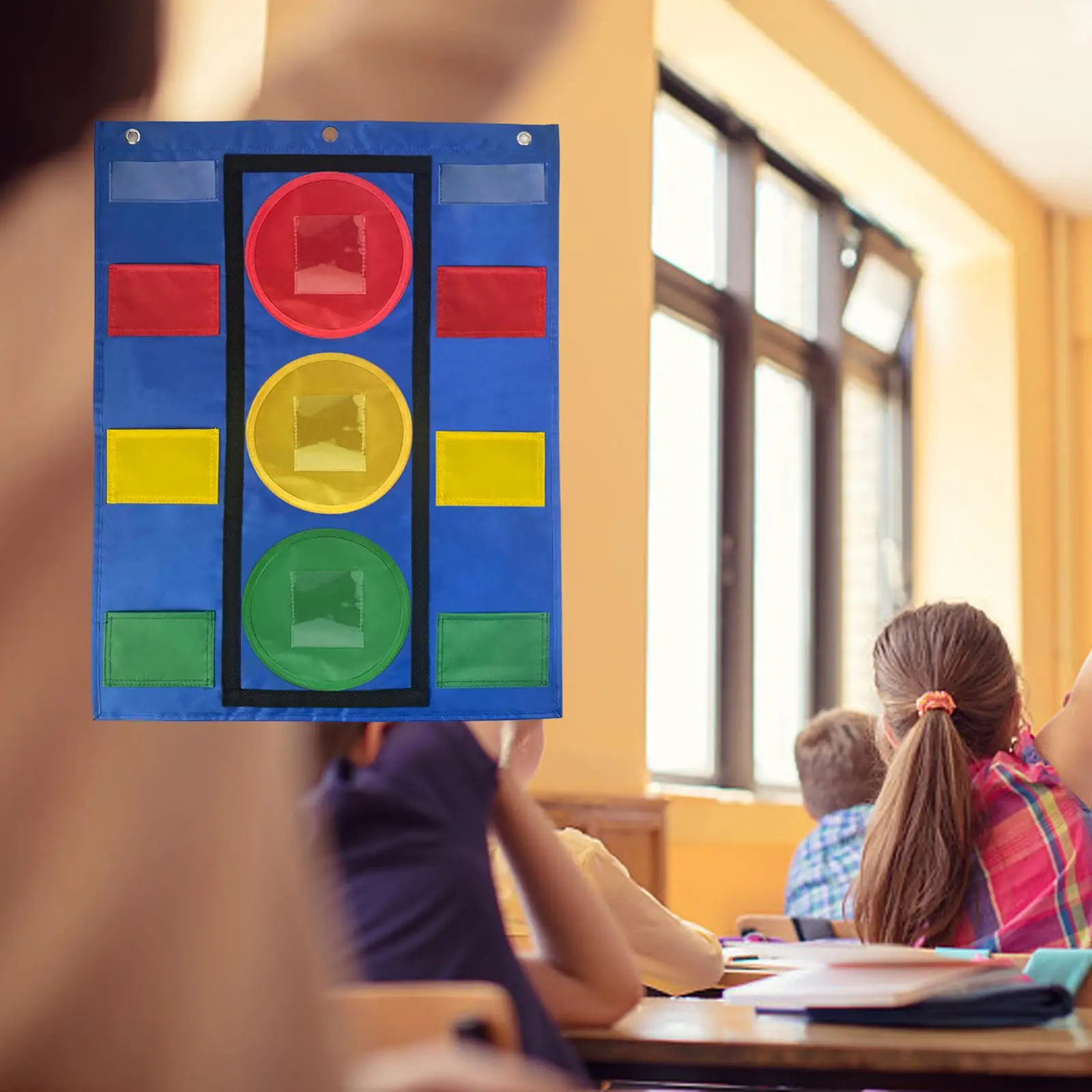 Stoplight Pocket Chart Teaching Aid Educational Teacher Organizer Multipurpose Behavior Chart for School Home Classroom Supplies